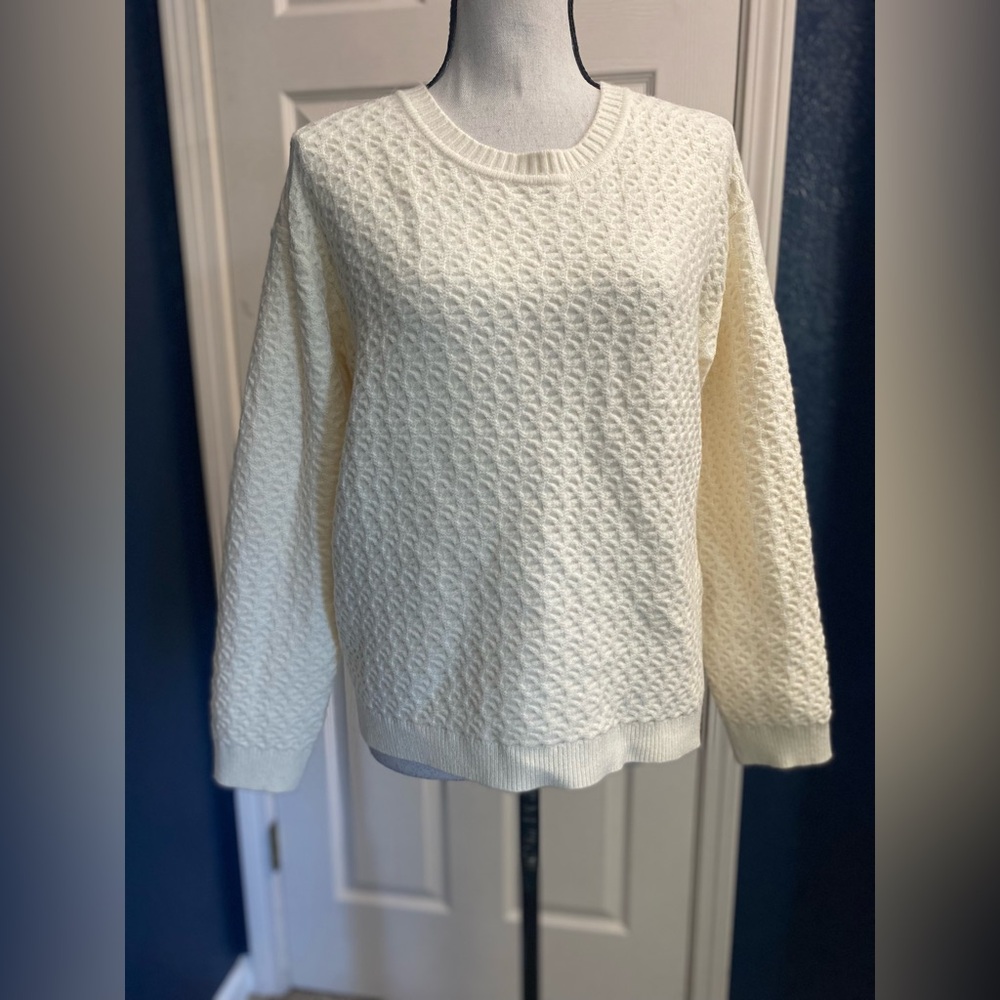 Cyrus Cream Cable Knit Crew Neck Sweater